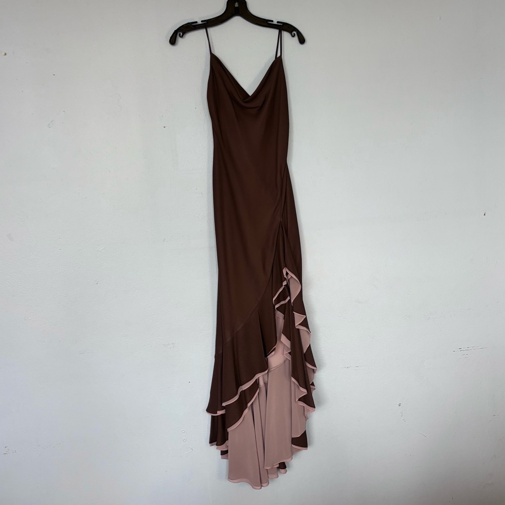 BCBGMaxAzria Pink and Brown Asymmetrical Dress
